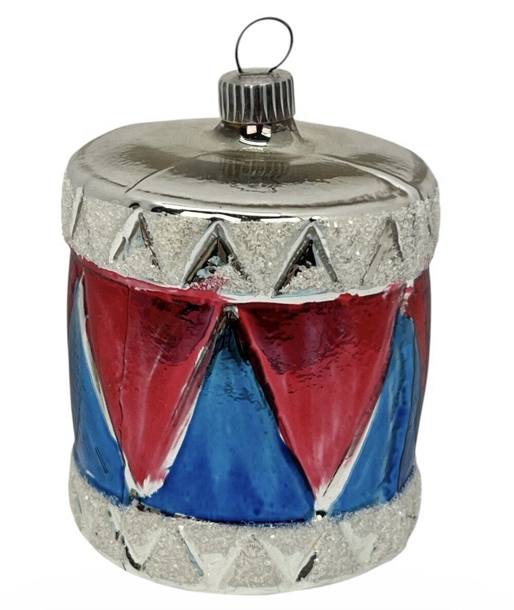 Vintage West Germany Mouth‑Blown Drum Ornament Old Fashioned NOB